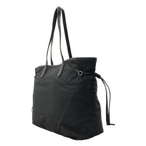 Prada nylon tote leather trim bag black black featuring Tessuto